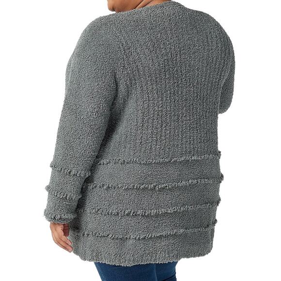 Barefoot Dreams CozyChic Boardwalk Cardigan Open Front Long Sleeve Gray Medium - Picture 2 of 6